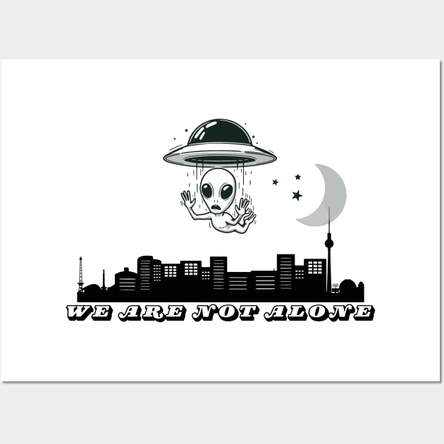 Alien invasion cartoon. UAP UFO Humor Wall Art by Ideas Design